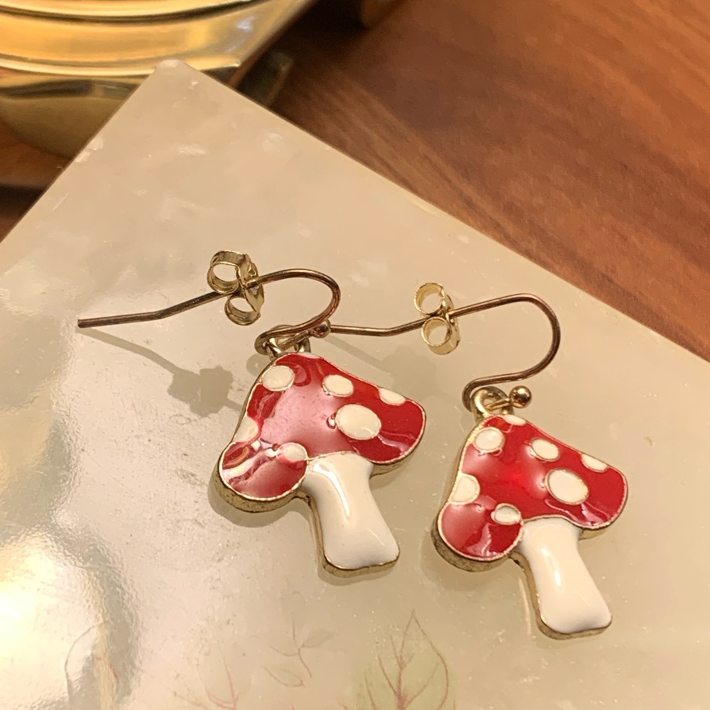 Red and White Mushroom Earrings